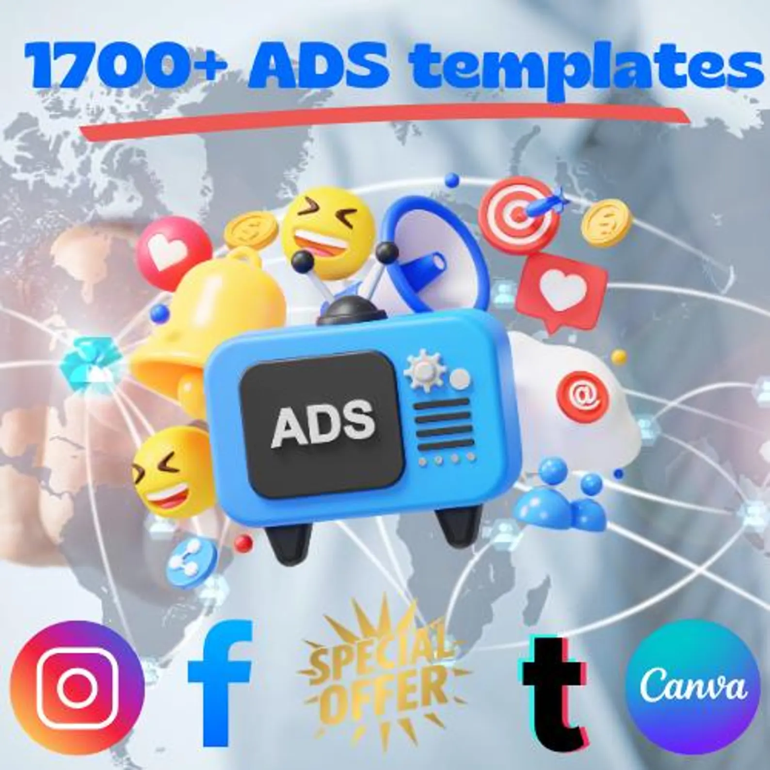 1700+ Creative Canva Meta Static Ad Templates, Marketing Ad Templates, Facebook Ads